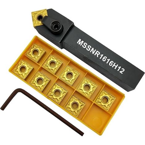5/8" Outil de tournage MSSNR1616H12 CNC Barre d'alésage de tour Porte-outils de tournage en métal Porte-outil de tournage externe et 10pc SNMG120404-MA/SNMG431-MA insert indexables en carbure (1/5)