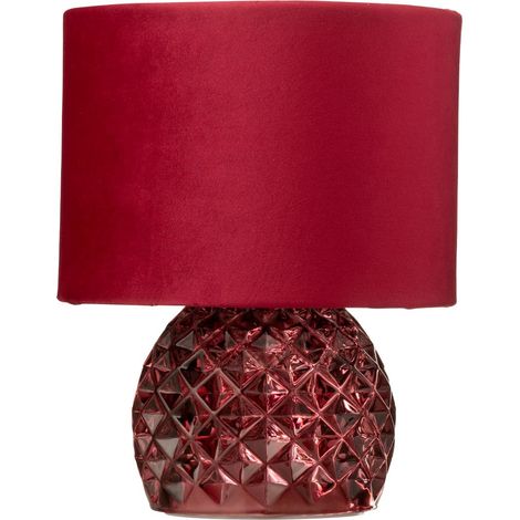 Lampe à Poser en Verre "LED" 23cm Bordeaux (1/5)