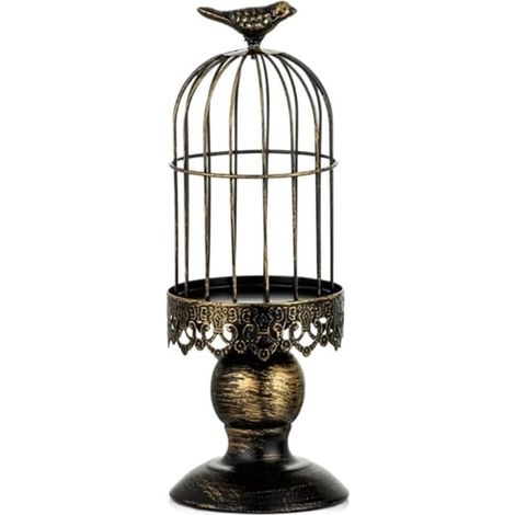(Schwarz S) Kreativer, dekorativer Kerzenhalter in Vogelkäfigform im Retro-Stil, Kerzenhalter aus Schmiedeeisen, Fotorequisite für Hochzeiten und Restaurants