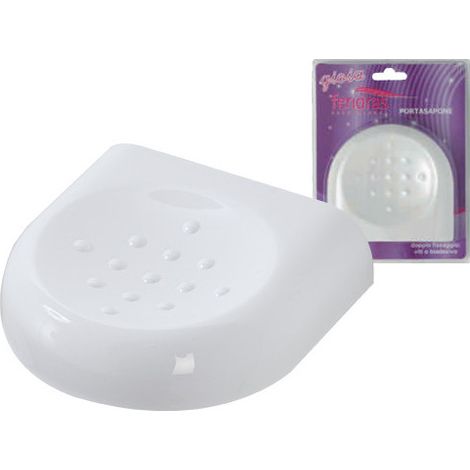 Porta jabón Gioia en ABS blanco – 15x5x20 cm – Fijación adhesiva o con tornillos – Baño ordenado