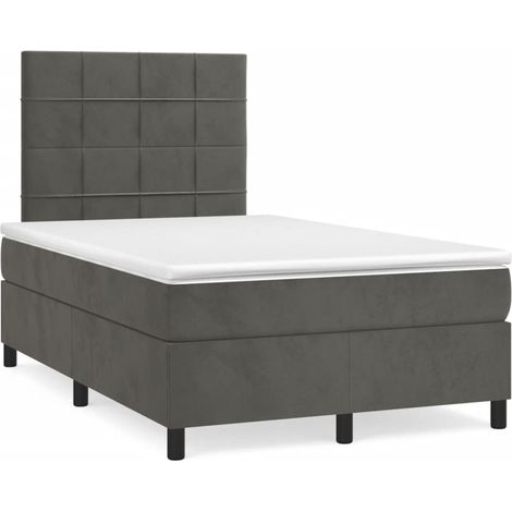 Lit double Lit adulte Sommier à lattes de lit avec matelas LED gris foncé 120x190 cm (1/5)