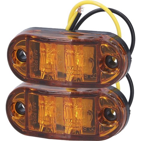 Feu de position latéral à 2 LED 10-30 V, clignotant haute luminosité pour voitures, camions, remorques et camping-cars, jaune (1/5)