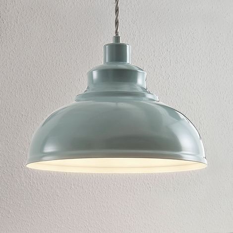 [NEUWERTIG] B-Ware Lindby Pendelleuchte Hängeleuchte Albertine LED Lampe dimmbar hellblau Ø29cm (1/2)