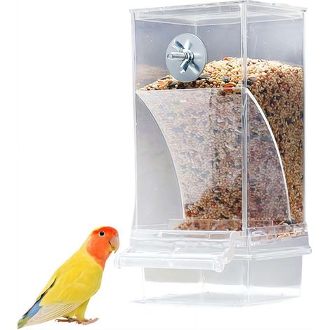 Mangeoire automatique anti-déversement générique pour perroquets, accessoires pour cage à oiseaux, distributeur de graines transparent pour perruches ondulées, calopsittes, inséparables (1/5)
