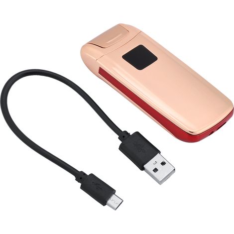 Briquet électrique portable rechargeable USB à capteur tactile double arc, sans vent, couleur doré (1/5)
