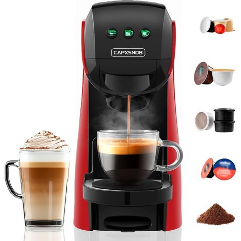 Machine à Café Capsule 5en1 pour Original, Dolce Gusto, Lavazza A Modo Mio, FAP Espresso Point et Café Moulu, 20 bar, 0,8L, Température et Quantité Réglables, Compacte pour Maison et Bureau (1/5)