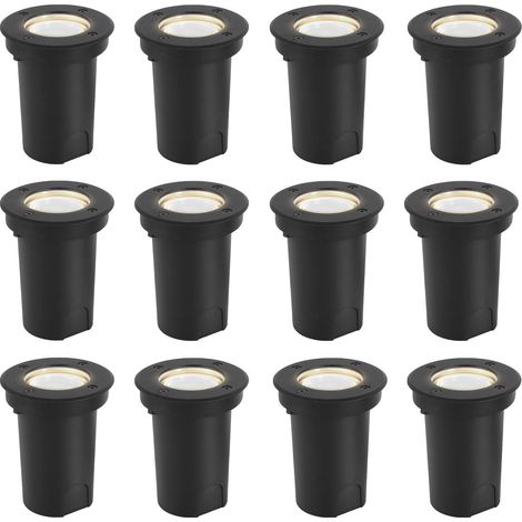 Wolketon 12x 3W Bodenleuchte Schwenkbar IP65 Außen LED Bodeneinbaustrahler Bodenstrahler Bodenlampe Neutralweiß - Schwarz Gehäuse
