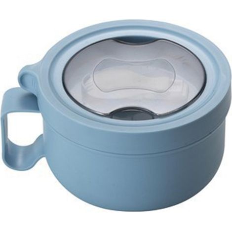 Bol isotherme étanche en acier inoxydable 304 avec poignée, idéal pour les nouilles et les bentos, 850 ml, bleu.