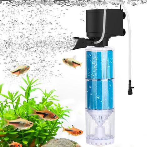 Filtre Interne pour Aquarium 3 en 1 avec Système de Filtration à 3 Niveaux, Pompe Silencieuse pour Aquariums de 95 à 280 Litres (1/5)