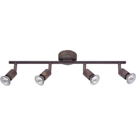 Merano Fayetteville Barre de spot de plafond à 4 lumières en métal rouillé GU10 4x50W
