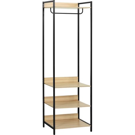 Module dressing noir avec 1 penderie et 3 étagères. L 60 x P 48 x H 190 cm