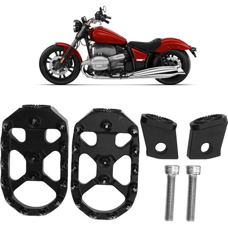 1 Paar Aluminium-Vorderpedale für BMW R18 2020–2022+ (lange Ausführung mit Nieten), schwarz (1/5)