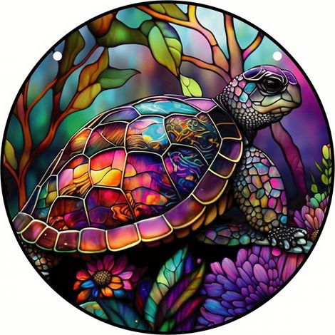 Suncatcher Tortue - Vitraux Colorés - Décoration Murale pour Chambre Salon Bureau - Idée Cadeau Déco Intérieure - 1 Pièce (1/5)