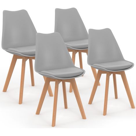 Set aus 4 skandinavischen Esszimmerstühlen SARA hellgrau (1/5)