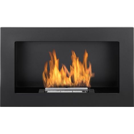 Dmora – Cheminée bioéthanol 0,35 l – Surface chauffée 25 m² – Installation murale ou encastrée – Acier inoxydable – 2 kW pour espaces jusqu'à 25 m² – Noir (1/5)