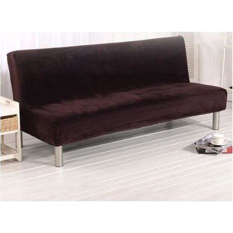 Solide Housse de Clic-Clac Extensible Housse de Canapé Sans Accoudoir Couverture pour Canapé (Marron) (1/4)