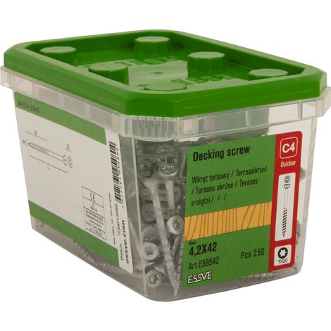 Tornillos para tarimas ESSVE DECKING CorrSeal para tablas de madera 4,2 x 42 mm, 250 unidades (1/2)