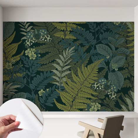 Carta da parati autoadesiva - Fotomurale adesivo - soggiorno moderno - resistente - Eleganza verde 152x104 cm (1/5)