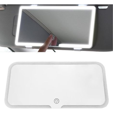 Espejo maquillaje, Espejo recargable parasol LED, Regulable, 3 modos luz ajustables, Espejo maquillaje iluminación LED, Espejo universal parasol (1/5)