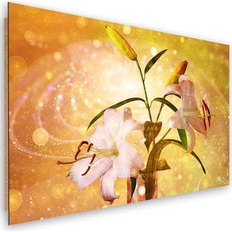 Quadro deco panel, Lily su uno sfondo giallo - 60x40 (1/5)