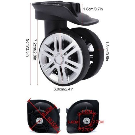 Roues de valise silencieuses à double rangée – Roulettes pivotantes en PP+PET – Installation facile avec vis – Pour bagages A19 (1/5)