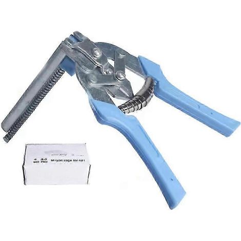 Cloueuse à anneaux métalliques de type M avec agrafeuse et 600 clips, idéale pour diverses applications au jardin et à la maison. (1/5)