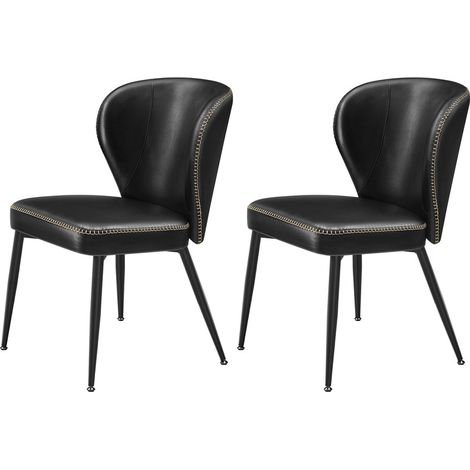 VASAGLE EKHO Collection - Chaise de Salle à Manger, Lot de 2, Chaise de Cuisine Tapissée, PU avec Coutures, Moderne Mi-siècle, Salon, Salle de Réception, Restaurant, Noir (1/5)