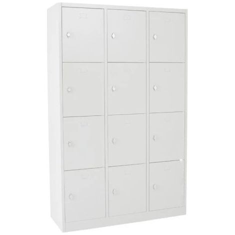 [JAMAIS UTILISE] Vestiaire 12 Casiers Multicases 190x120x45cm Moraillon Porte Cadenas Gris - NT.MU.12G