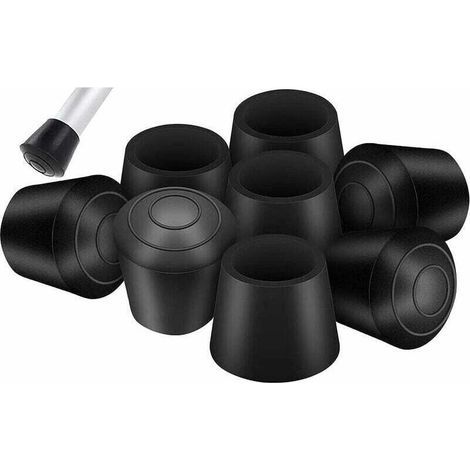 Embouts de Protection en Caoutchouc Noir pour Pieds de Chaise - Lot de 8, Diamètre Intérieur 20 mm, Forme Ronde Antidérapante- (1/4)