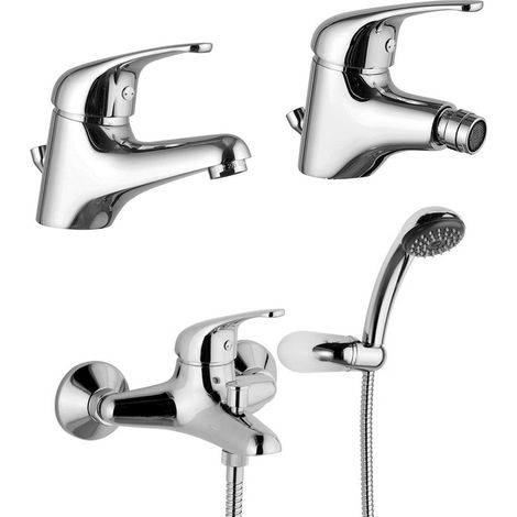 Set rubinetti lavabo, bidet e vasca con kit doccia in ottone cromo di Rubinetterie Mariani Linea Astro (1/5)