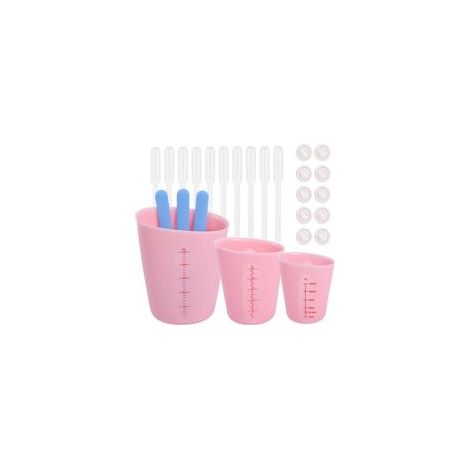 3-teiliges Silikon-Messbecher-Set, Messbecher mit Skala, Rührstäbchen, Fingerlinge, Pipetten für Epoxidharz, Gießformen, DIY, Bastelbedarf – Crezuo