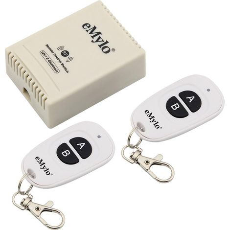 eMylo DC 12V 2 Channel Relais Télécommande RF Sans Fil 433Mhz 2 Émetteurs 1 Récepteur (1/5)