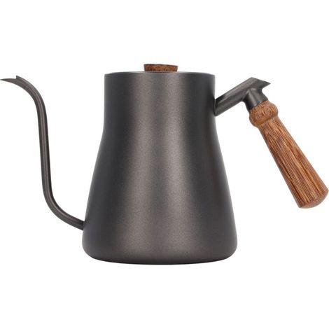 Bouilloire à café 850ml en acier inox, bec fin et manche en bois, idéale pour maison et café (1/5)