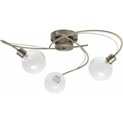 Plafón vita 3xg9 al.23xd.53cm cuero con bolas de cristal transparentes