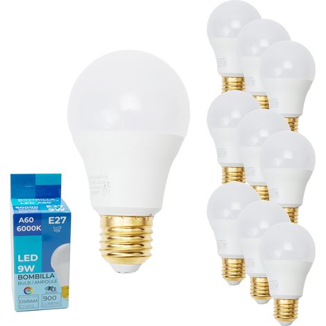 ALPINALUZ  BOMBILLA E27 A60 Chip LED Osram 9W CRI 90 (1/5)