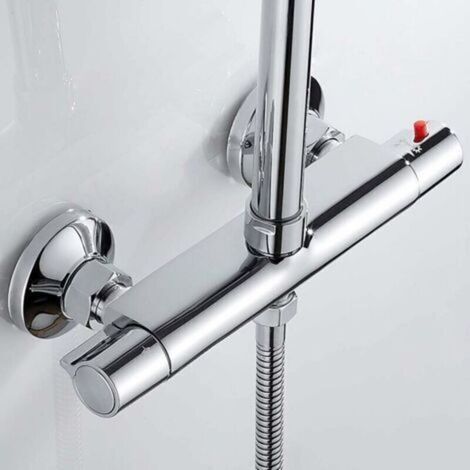 Mitigeur thermostatique de douche 2 sorties haute et basse – Laiton chromé – Surface lisse anti-calcaire – Butée de sécurité 38°C (1/5)