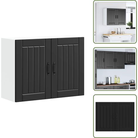 vidaXL Armoire murale de cuisine Lucca noir bois d'ingénierie