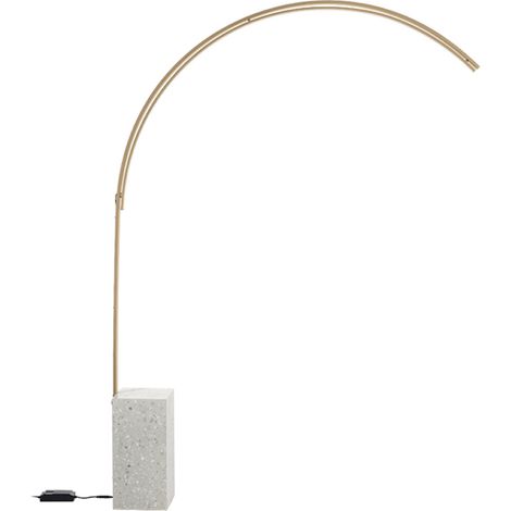 Piantana LED BIBLIO in metallo Oro e base in ceppo di Gre' 142x215 cm (1/3)