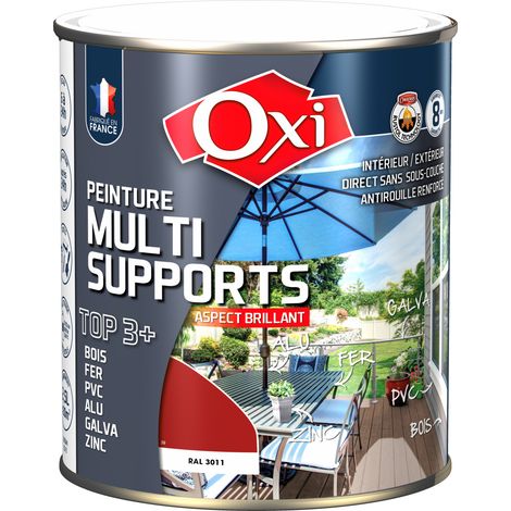 OXI-PEINTURE MULTI SUPPORTS BRILLANT-Solution intérieure/extérieure-Bordeaux (RAL 3011) 2.5 litres