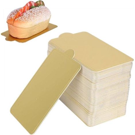 100 hojas de papel para pastel de mousse de tamaño cuarto, papel de hornear rectangular dorado, bandeja para postres de boda, embalaje multiusos, base para cupcakes (1/5)