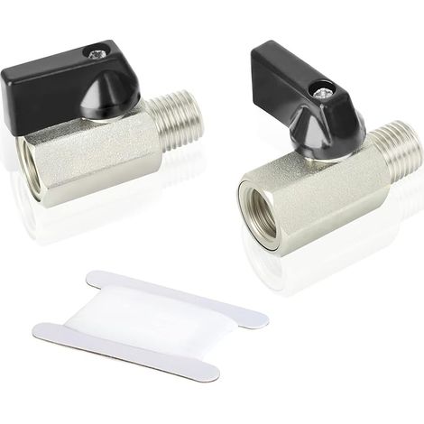 2 Pcs 1/4" femelle x 1/4" homme robuste vanne à bille en cuivre nickelé coupure interrupteur