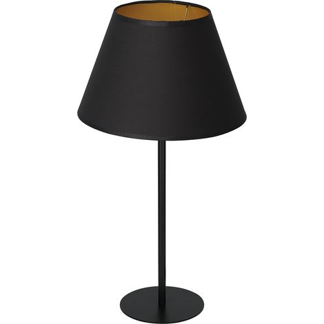 Lampe table noire 56 cm Arden cône doré E27 Luminex