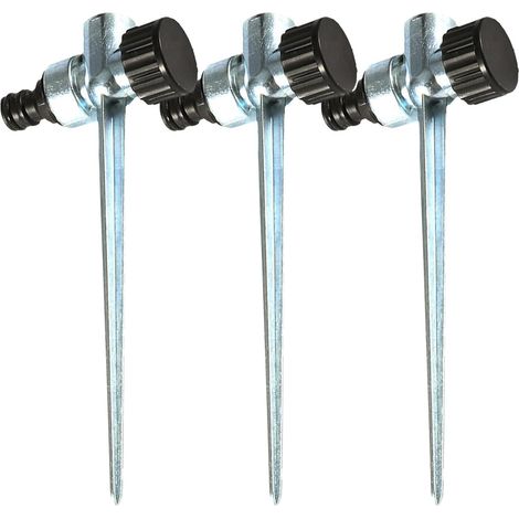Lot de 3 Piquets D'arroseur de Pelouse en Alliage de Zinc 4/5 Filetage Interne, pour Jardin et Pelouse, Piquet de Terre Stable à Insertion, Base Robuste pour Système D'irrigation Automatique (1/5)