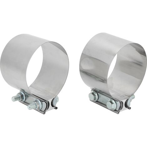 2 colliers de serrage bout à bout pour manchon d'échappement, en acier inoxydable, avec boulons, pour tuyau de 4 pouces. (1/5)