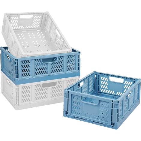 Lot de 4 caisses de rangement pliables en plastique, pour fruits, panier de rangement pliable, panier en plastique, boîtes de transport empilables, chambre à coucher, bureau (1/5)