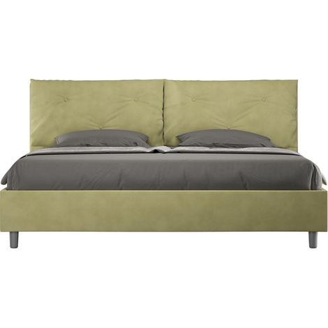 Letto matrimoniale king size contenitore imbottito 200x200 microfibra tè verde Appia Large