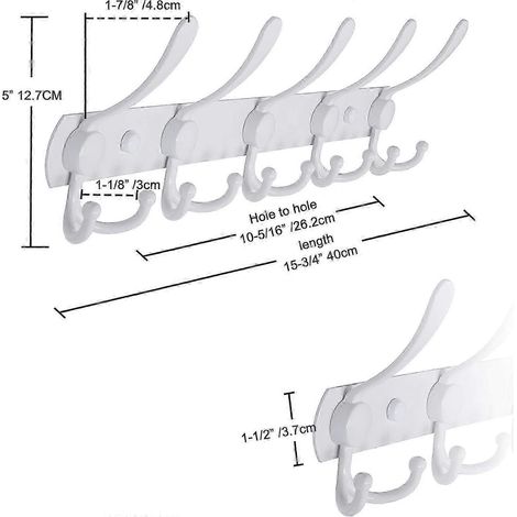 Wandgarderobe, robuste Edelstahlstange, Haken aus Aluminiumlegierung, schwarz, 5 Dreifachhaken, reißfest und rutschfest, für Mäntel, Hüte und Handtücher. (1/5)