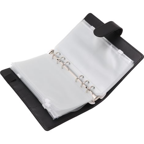 Pochette pour classeur A6 avec poche zippée (carnet, classeur en similicuir, agenda budgétaire, noir) (1/5)