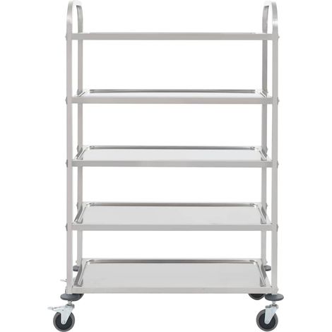 vidaXL Carrito de cocina de 5 alturas 107x55x147 cm acero inoxidable (1/2)