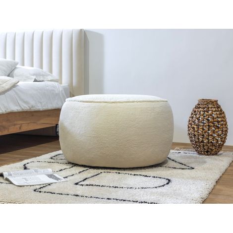 BOBOCHIC - Pouf rond ANGORA Blanc (1/3)